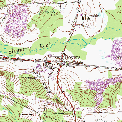 Topographic Map of Boyers Post Office, PA
