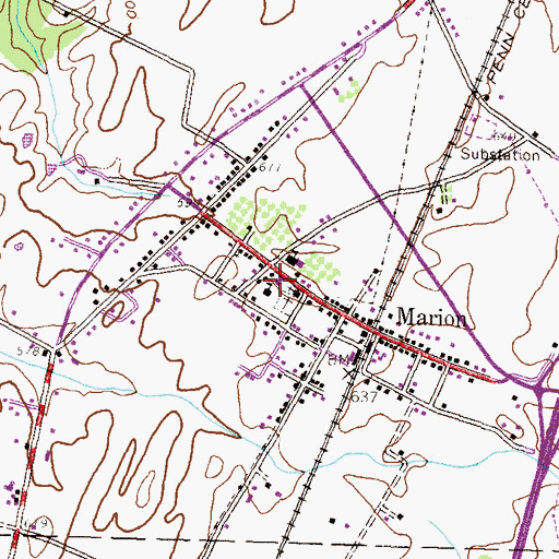 Topographic Map of Marion Post Office, PA