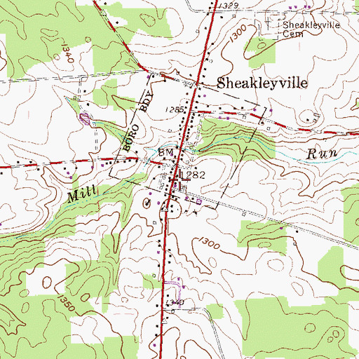 Topographic Map of Sheakleyville Post Office, PA