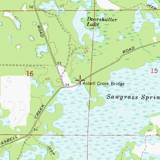 Topographic Map of Asbell Creek Bridge, FL