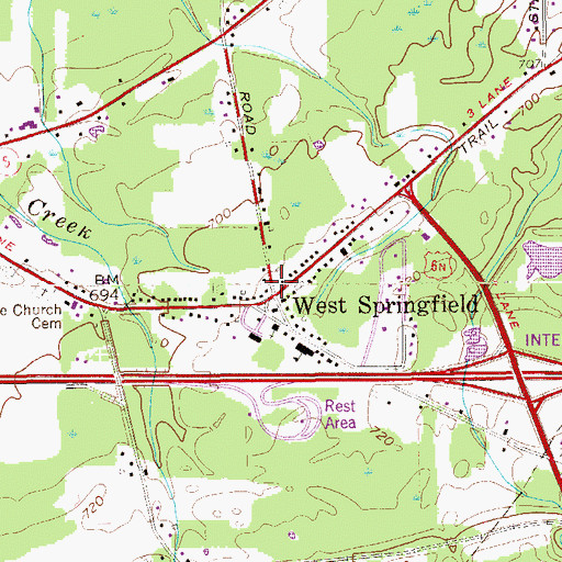 Topographic Map of West Springfield Post Office, PA