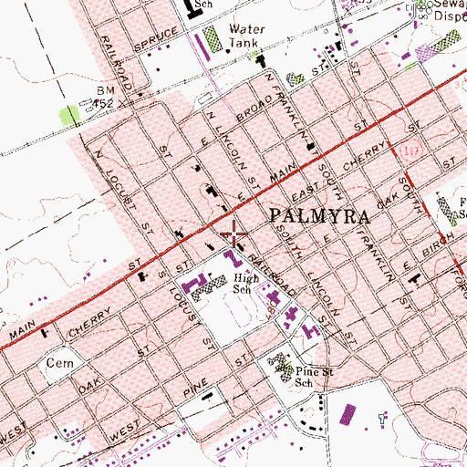 Topographic Map of Palmyra Post Office, PA