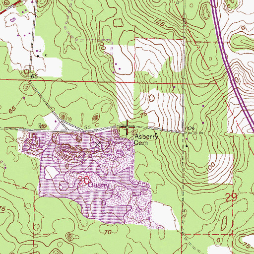 Topographic Map of Asberry Cemetery, FL