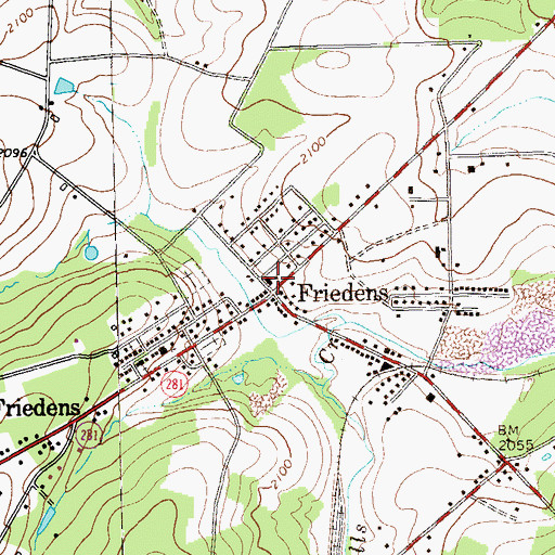 Topographic Map of Friedens Post Office, PA