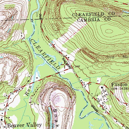 Topographic Map of Flinton Post Office, PA
