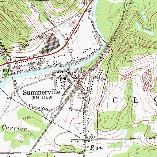 Topographic Map of Summerville Post Office, PA