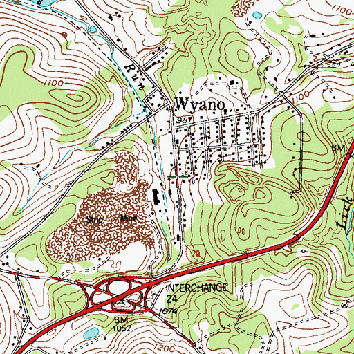 Topographic Map of Wyano Post Office, PA