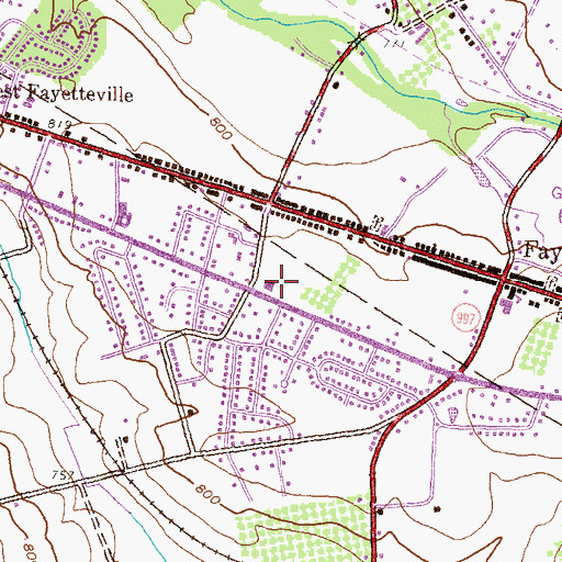 Topographic Map of Fayetteville Post Office, PA
