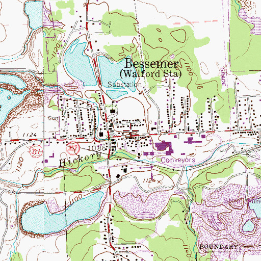 Topographic Map of Bessemer Post Office, PA