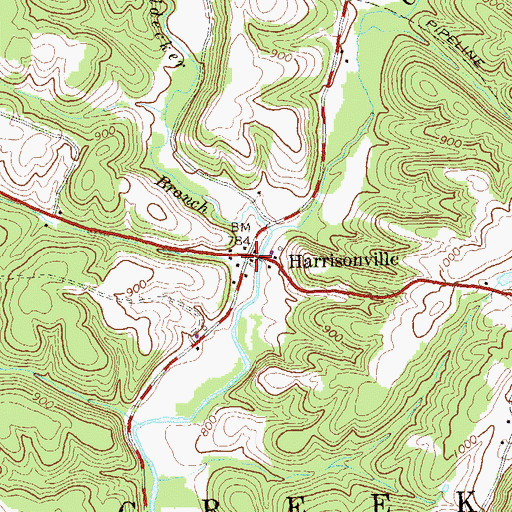 Topographic Map of Harrisonville Post Office, PA