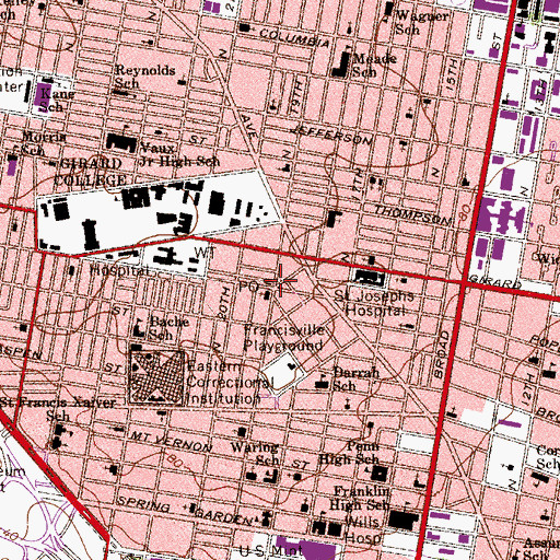 Topographic Map of Fairmont Post Office, PA