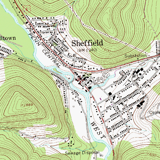 Topographic Map of Shefffield Post Office, PA