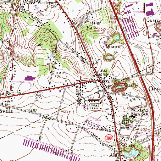 Topographic Map of Orefield Post Office, PA