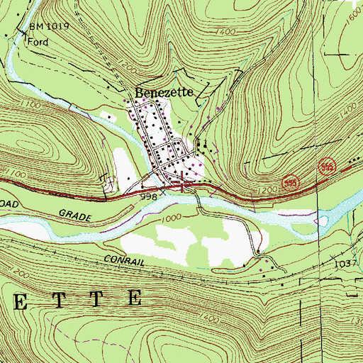 Topographic Map of Benezett Post Office, PA
