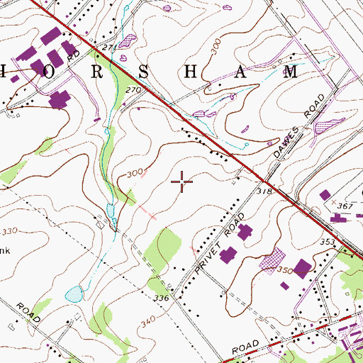 Topographic Map of Horsham Post Office, PA