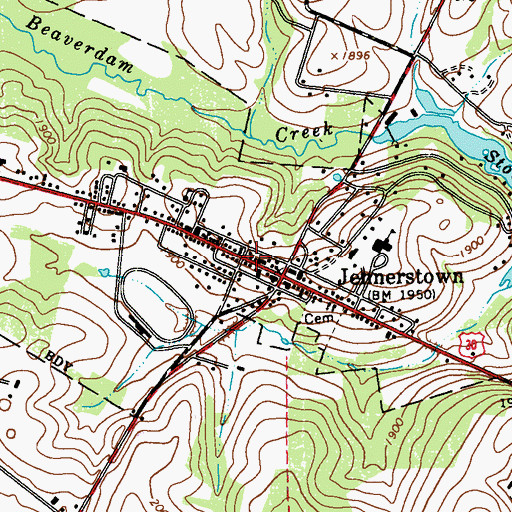Topographic Map of Jennerstown Post Office, PA