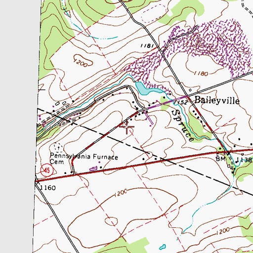 Topographic Map of Pennsylvania Furnace Post Office, PA