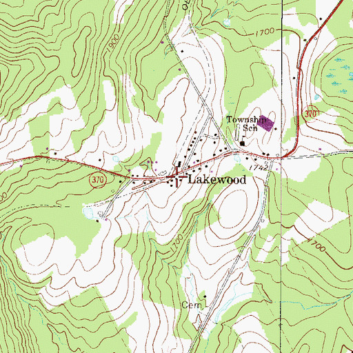 Topographic Map of Lakewood Post Office, PA