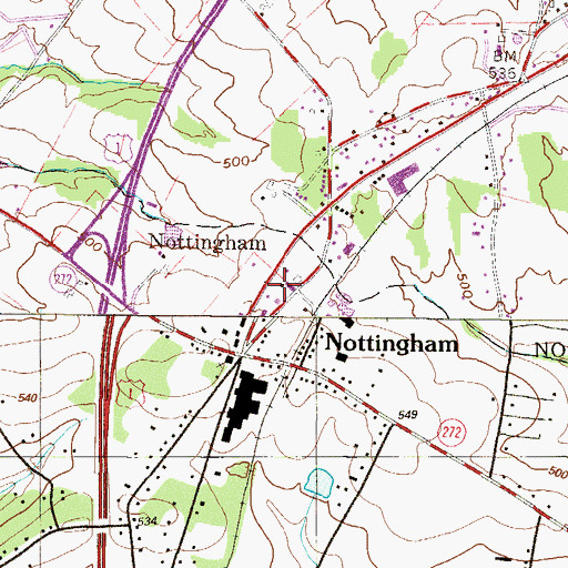 Topographic Map of Nottingham Post Office, PA