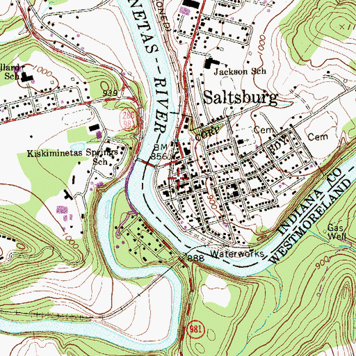 Topographic Map of Saltsburg Post Office, PA