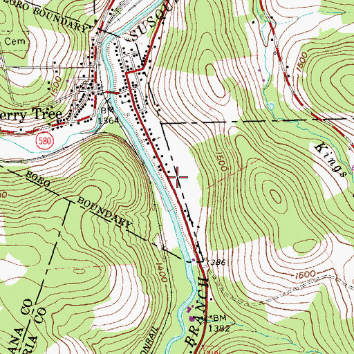 Topographic Map of Cherry Tree Post Office, PA