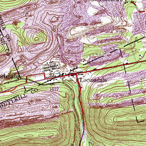 Topographic Map of Locustdale Post Office, PA
