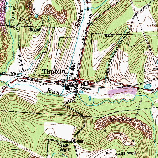 Topographic Map of Timblin Post Office, PA