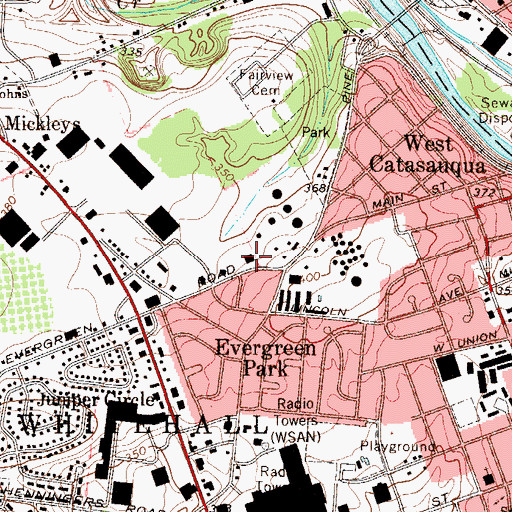 Topographic Map of Whitehall Post Office, PA