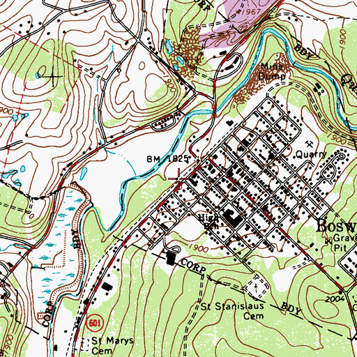 Topographic Map of Boswell Post Office, PA