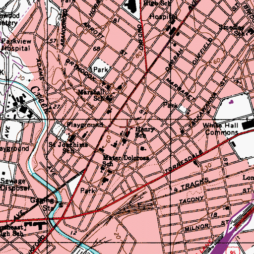 Topographic Map of FrankfordPost Office, PA