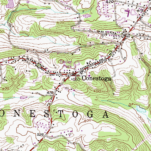 Topographic Map of Conestoga Post Office, PA