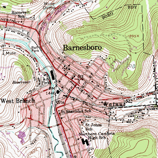 Topographic Map of Northern Cambria Post Office, PA