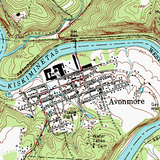 Topographic Map of Avonmore Post Office, PA