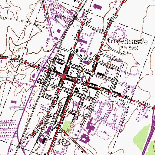 Topographic Map of Greencastle Post Office, PA