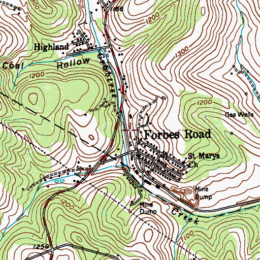 Topographic Map of Forbes Road Post Office, PA