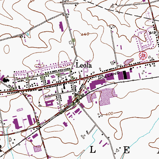 Topographic Map of Leola Post Office, PA