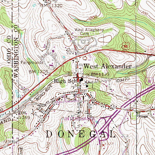 Topographic Map of West Alexander Post Office, PA