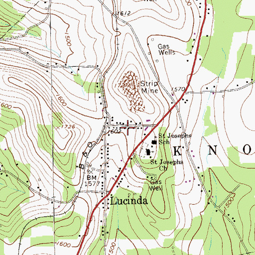Topographic Map of Lucinda Post Office, PA