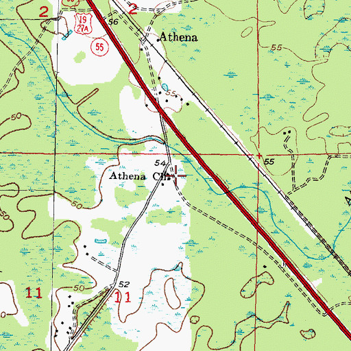 Topographic Map of Athena Church, FL