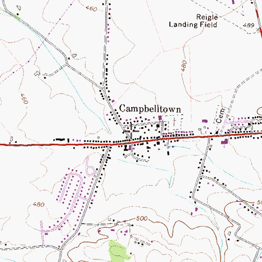 Topographic Map of Campbelltown Post Office, PA