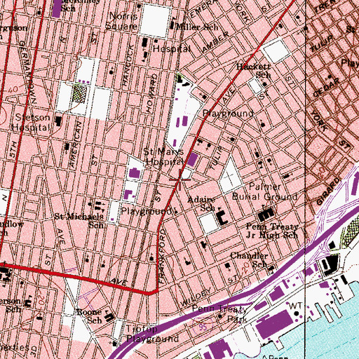 Topographic Map of Kensington Post Office, PA