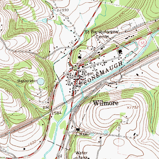 Topographic Map of Wilmore Post Office, PA