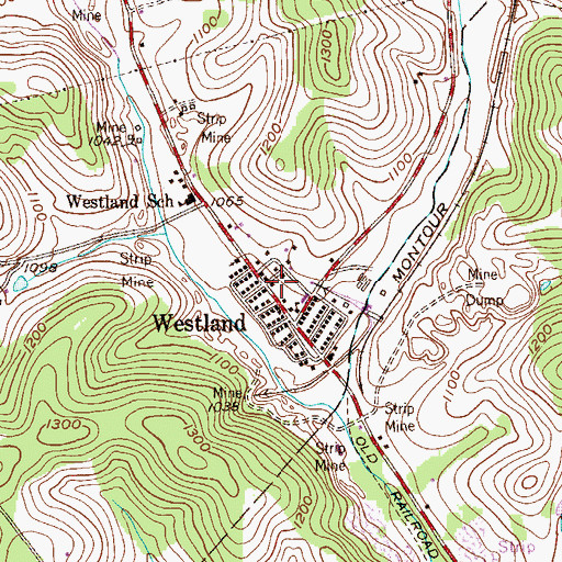 Topographic Map of Westland Post Office, PA