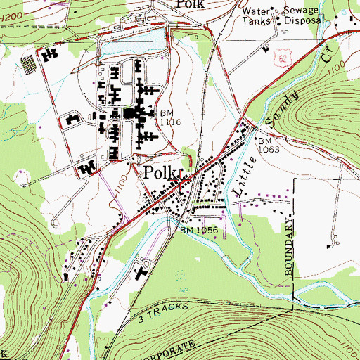 Topographic Map of Polk Post Office, PA
