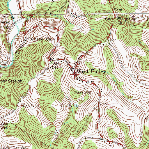 Topographic Map of West Finley Post Office, PA