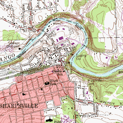 Topographic Map of Sharpesville Post Office, PA