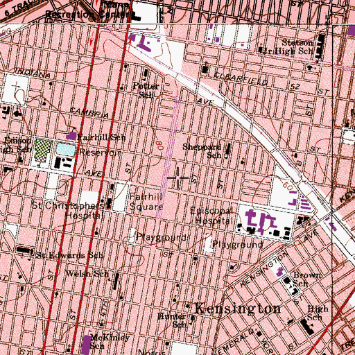 Topographic Map of Fairhill Post Office, PA