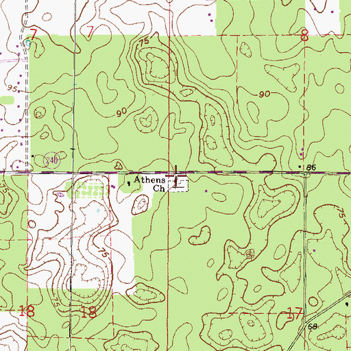 Topographic Map of Athens Church, FL