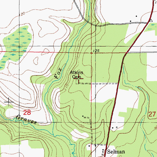 Topographic Map of Atkins Cemetery, FL
