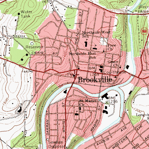 Topographic Map of Brookville Post Office, PA